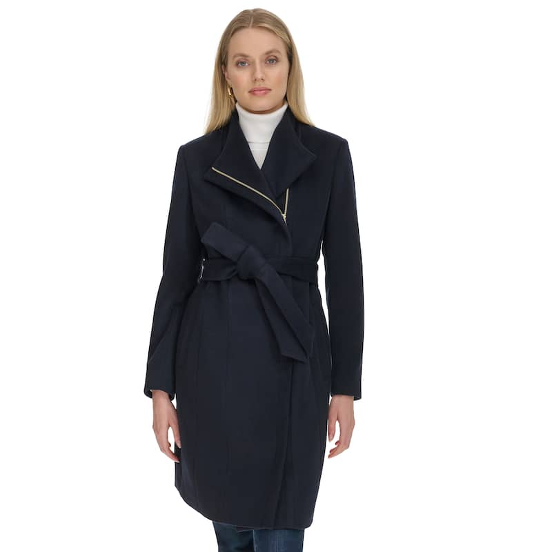 Cole Haan Double-Breasted Wool Blend Coat