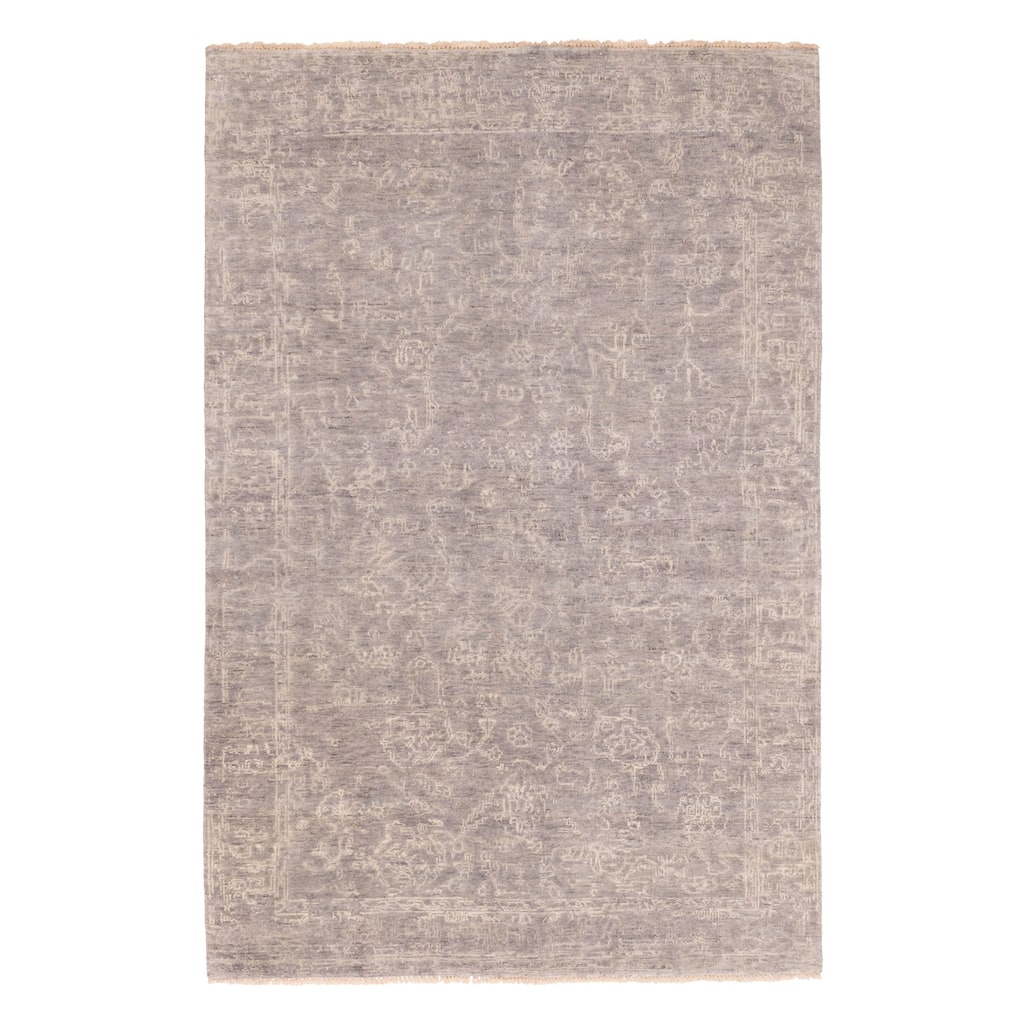 ECARPETGALLERY Hand-knotted Finest Oushak Dark Grey Wool Rug - 5'11 x 8'11