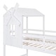 preview thumbnail 8 of 7, White Twin Over Twin Pine Bunk Bed with Windmill Design, Guardrails, Ladder, Roof