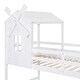 preview thumbnail 8 of 7, White Twin over Twin Pine Wood Bunk Bed with Lovely Windmill Design, Guardrails, and Ladder, Featuring Roof and Window