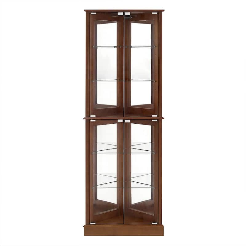 Glass TierCorner Dish Cabinet With Adjustable Shelves And Lighting - 26"L*13"W*72"h
