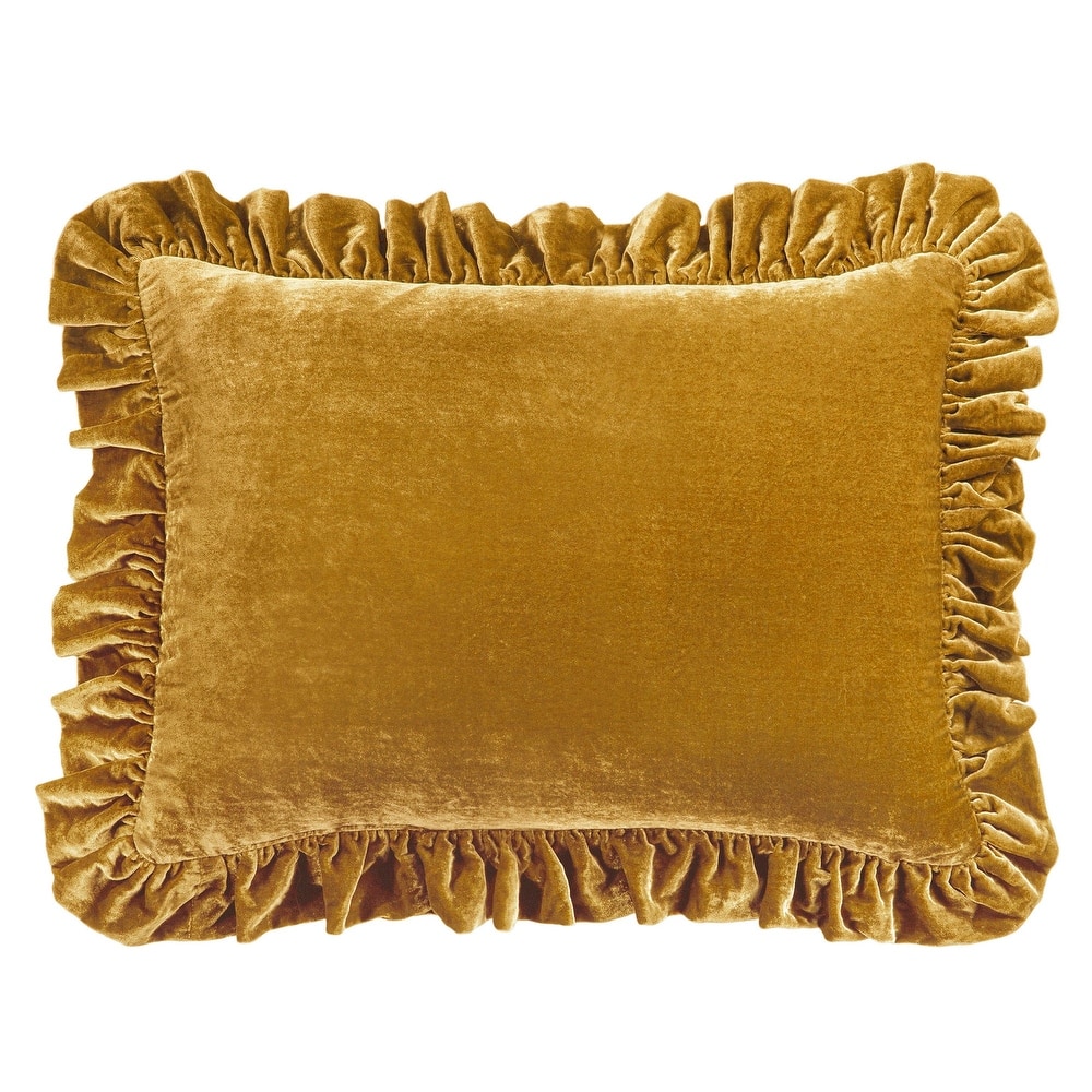 HiEnd Accents Stella Faux Silk Velvet Romantic Western Ruffled Dutch Euro Pillow, 27x39 inch
