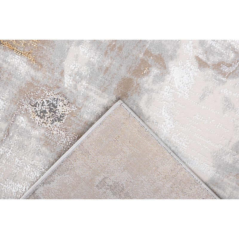 Camryn Collection Abstract Gray/Gold Transitional Area Rug