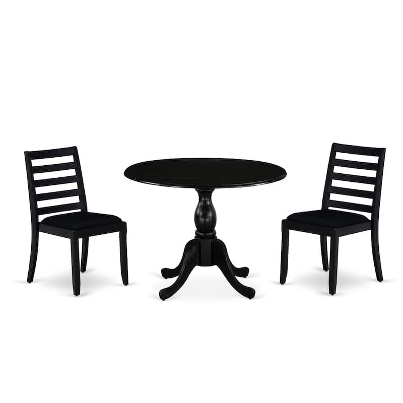 East West Furniture Dining Set Includes a Round Table and Stackable Kitchen Chairs, Black (Pieces & Seat Type Options)