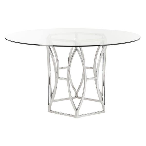 Safavieh Couture Shaw 54 Inch Glass Top Round Dining Table 54 W X 54 D X 30 5 H Overstock 14357126