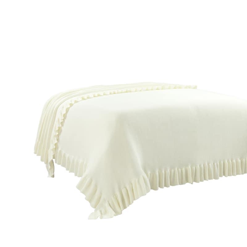 Lush Decor Reyna Soft Knitted Ruffle All-Season Oversized Blanket/Coverlet