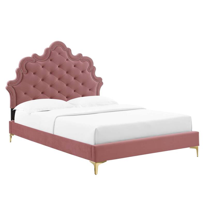 Gwyneth Tufted Performance Velvet Full Platform Bed