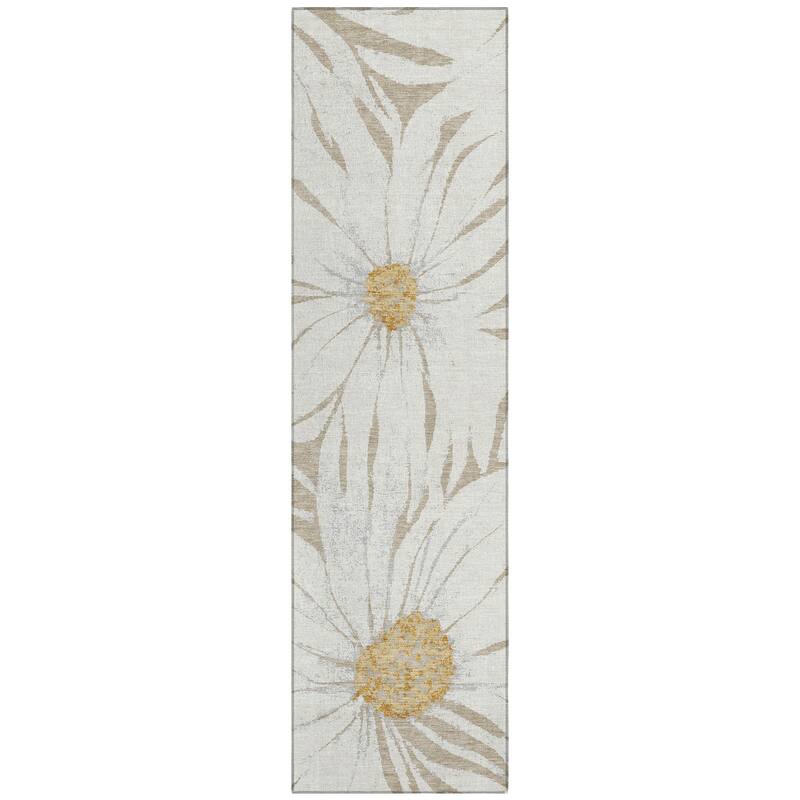 Machine Washable Indoor/ Outdoor Floral Chantille Rug