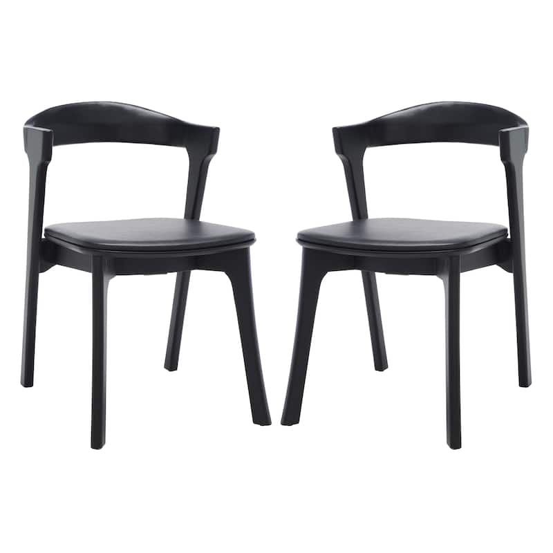 SAFAVIEH Couture Manrica Wood & Leather Dining Chair (Set of 2) - 20 In W x 23 In D x 31 In H - 20Wx23Dx31H