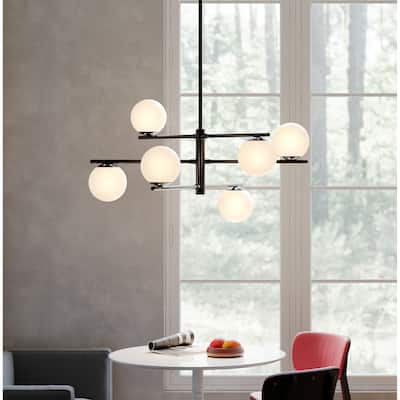 6-Light Dimmable Sputnik Sphere Metal Glass Chandelier
