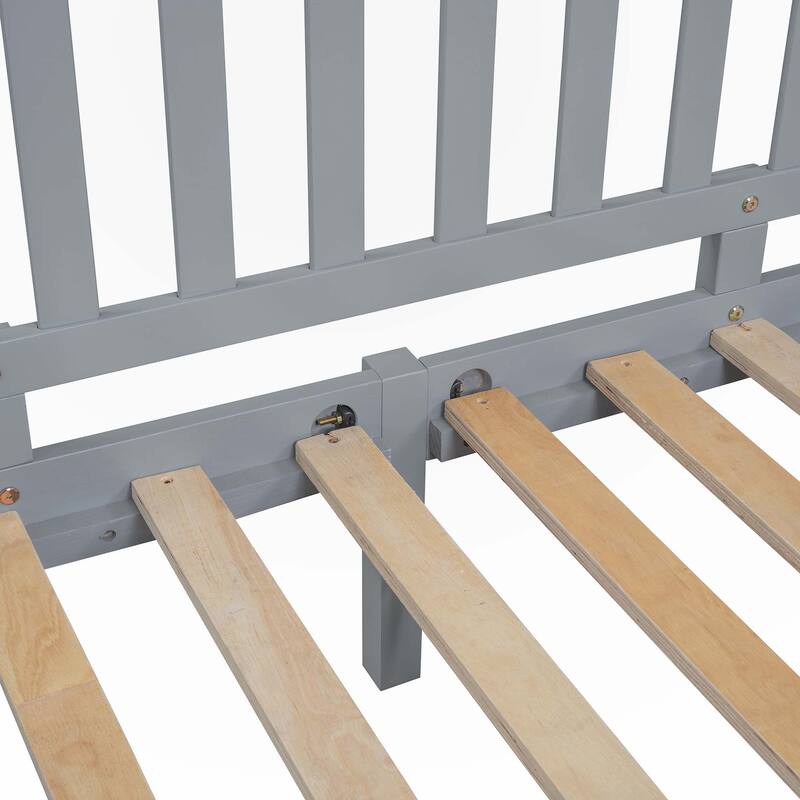 Full Size Wood Daybed with Fence Guardrails and 2 Drawers