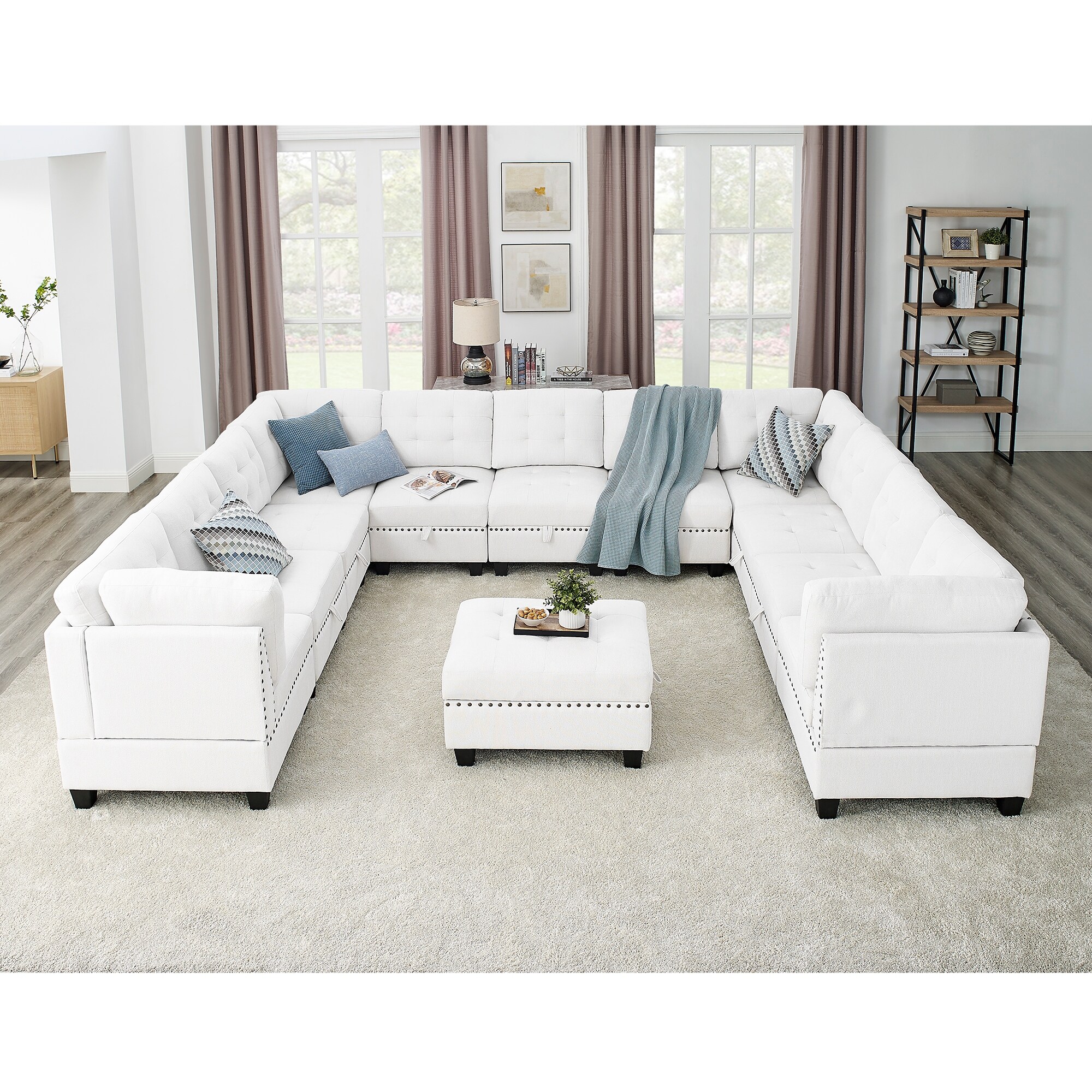Ivory sectional shop sofa with chaise