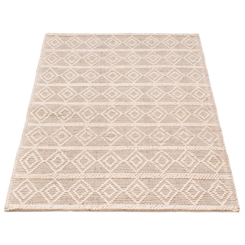 ECARPETGALLERY Braid weave Sienna Cream Wool Rug - 4'0 x 6'1