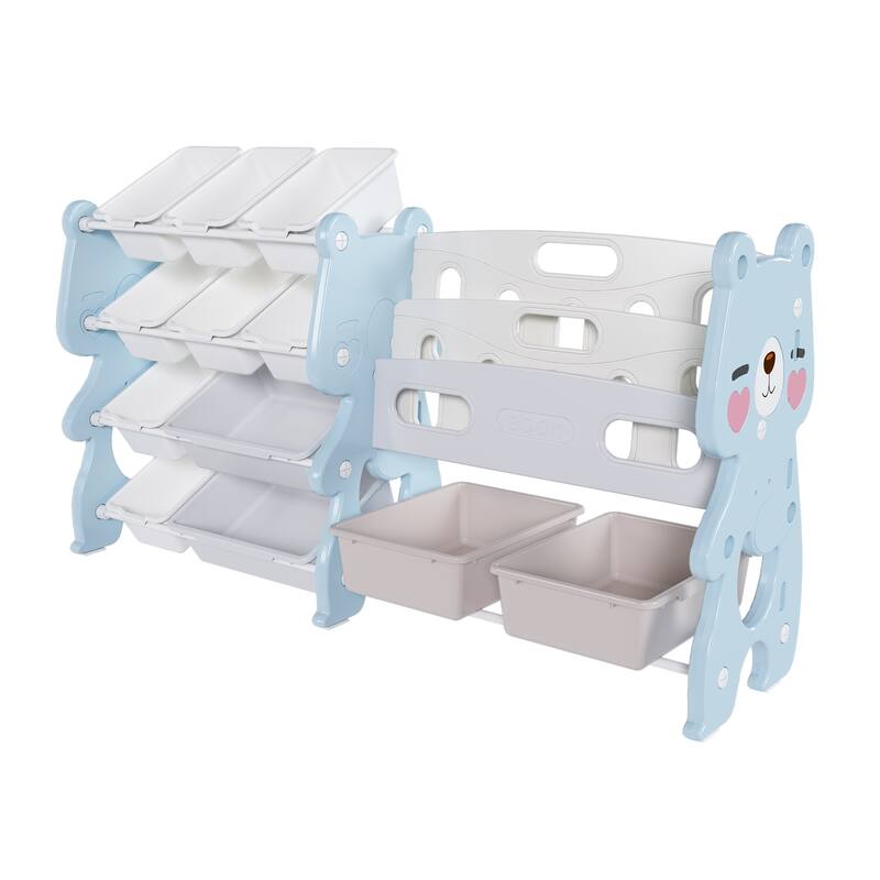 Toy Organizer with 2 Tier Bookshelf