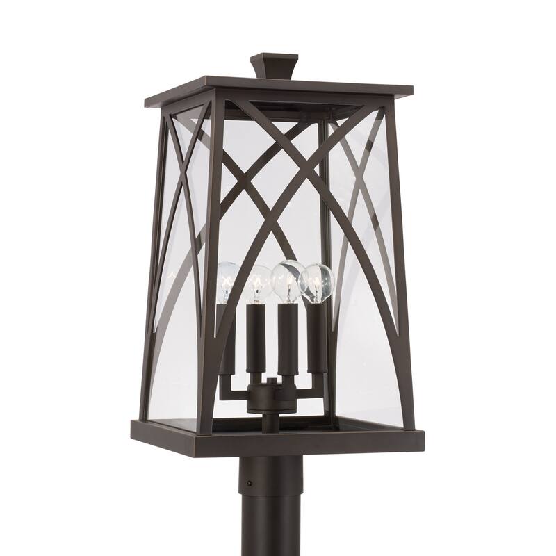 4-light Outdoor Post-Lantern w/ Clear Glass - Oiled Bronze