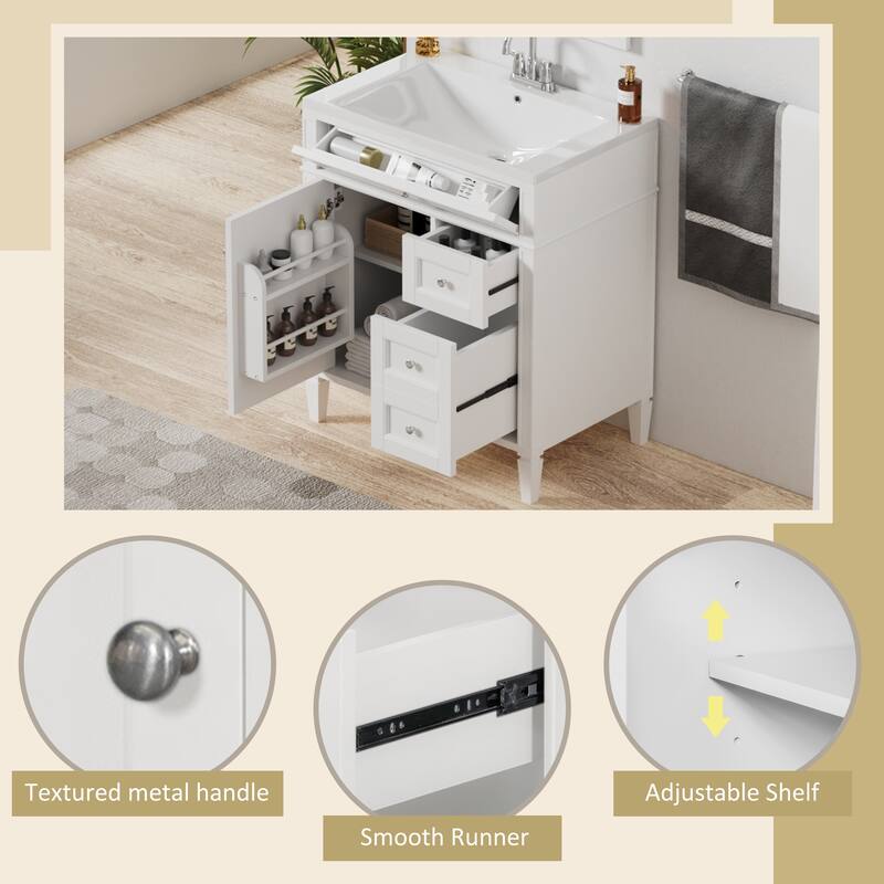 Roomfitters 30 Inch Bathroom Vanity with Sink, Modern Storage Cabinet with 2 Drawers and Tip Out Drawer