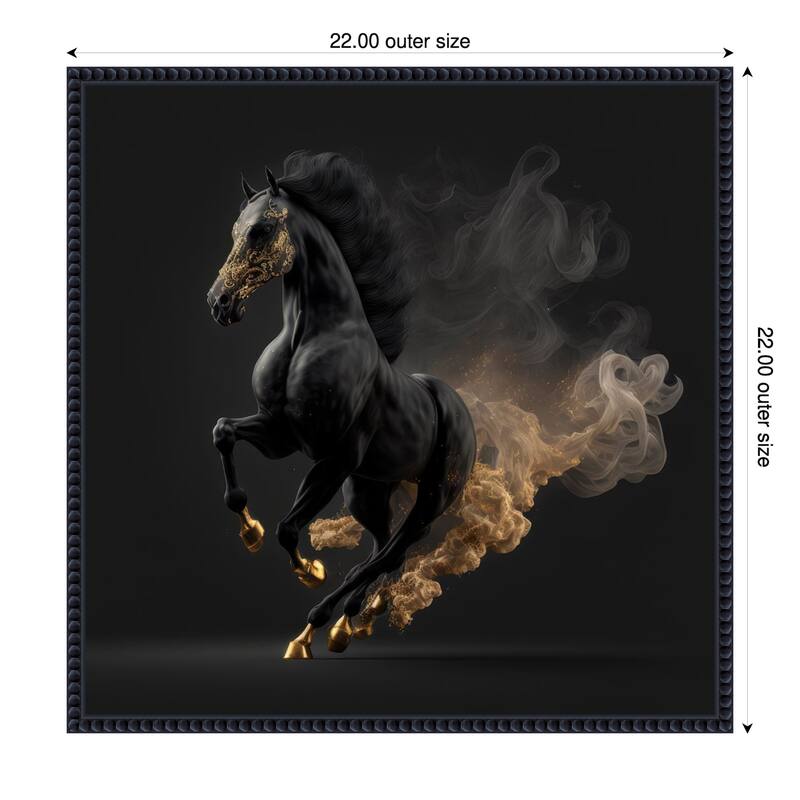 Midnight Monarch Horse by Jake Fouracre Framed Canvas Wall Art Print - Sylvie Beaded Black - 22 x 22 in