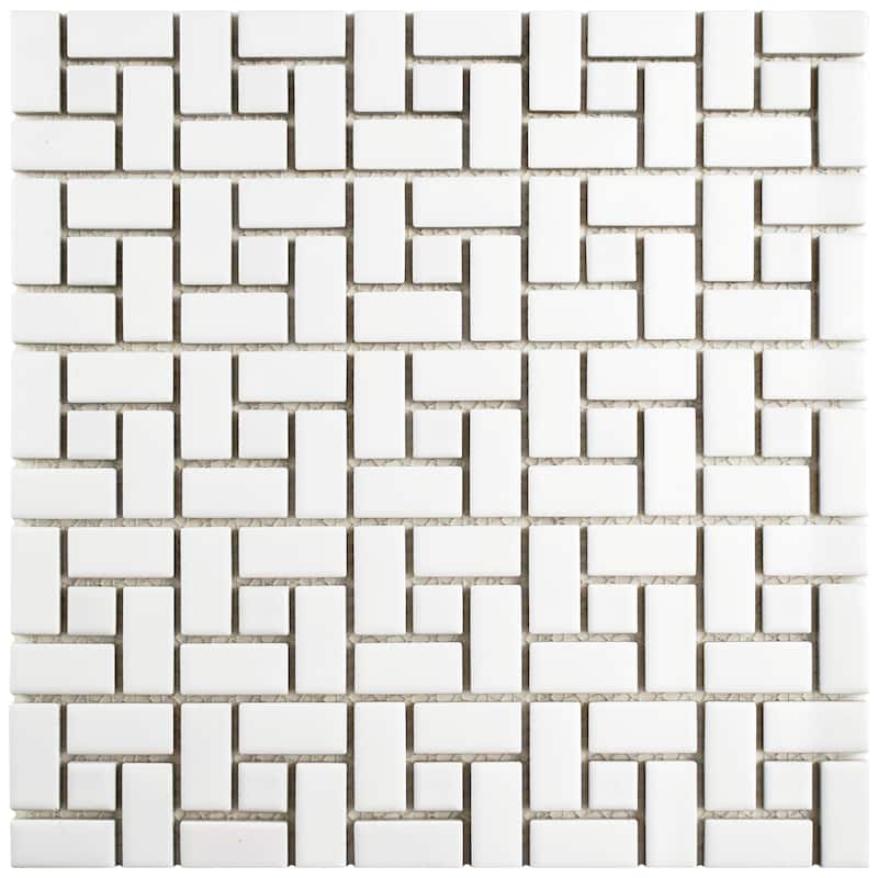 Merola Tile Spiral Matte White w/ Glossy White Dot 12-5/8" x 12-5/8" Porcelain Floor and Wall Tile