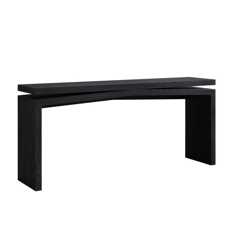 65-Inch Solid Wood Veneer Console Table, Long Farmhouse Entryway Sofa Table for Living Room, Hallway, Behind Couch