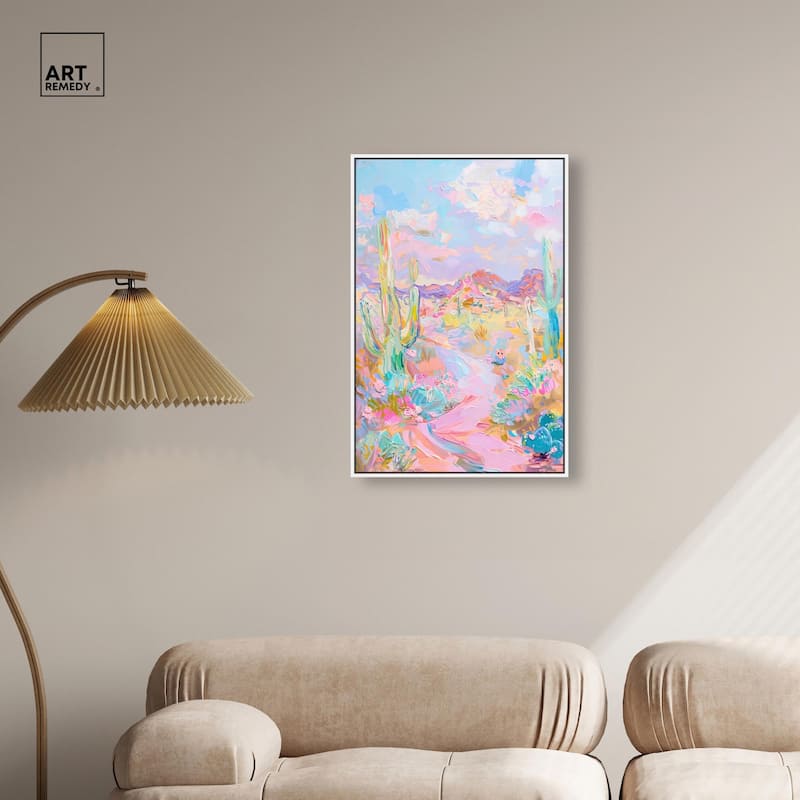 Pink and Teal Landscape Canvas by Art Remedy
