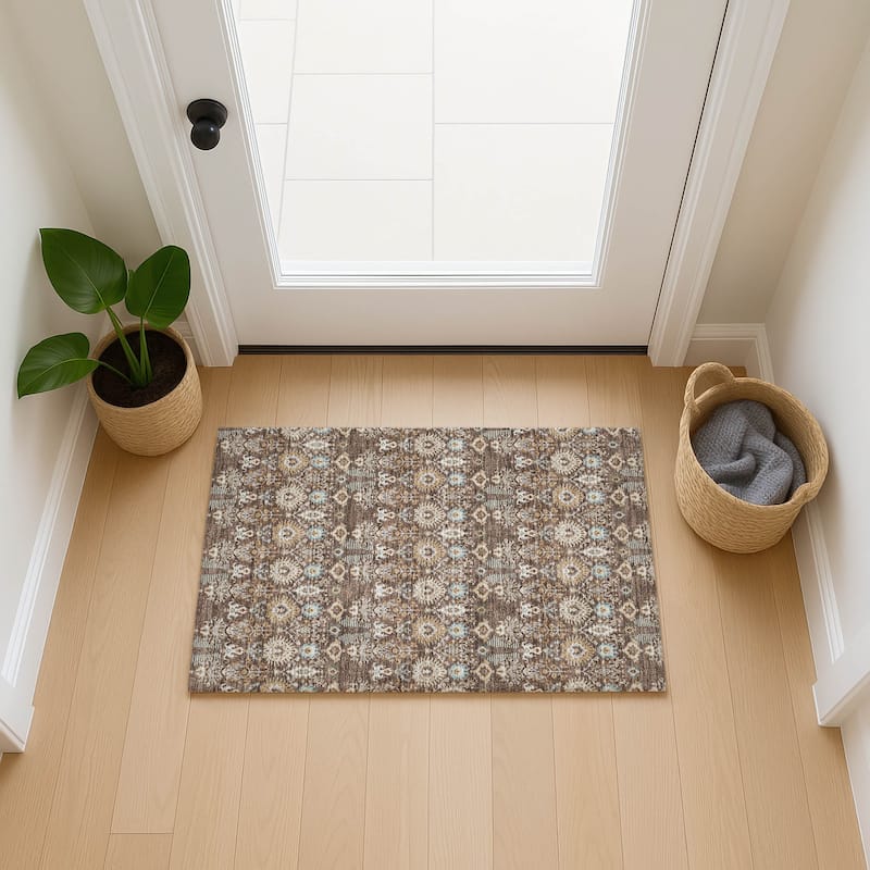 Machine Washable Indoor/ Outdoor Traditional Xander Chantille Rug