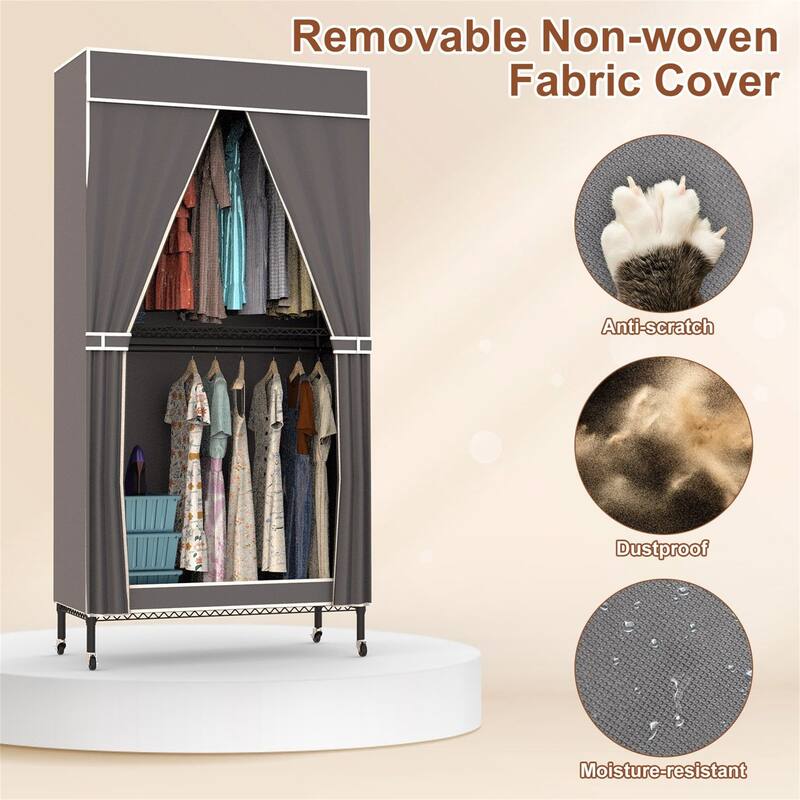 2-Tier Clothing Rack with Dust Cover