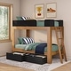 preview thumbnail 10 of 19, Mid-Century Modern Twin over Twin Bunk Bed with Storage Drawers Pecan/Black
