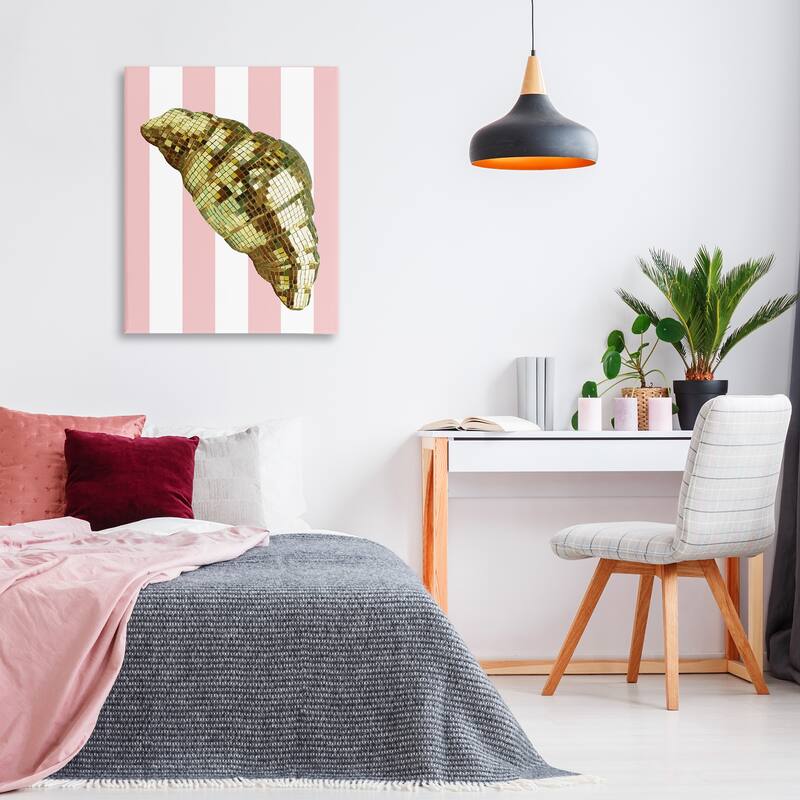 Stupell Disco Croissant & Pink Stripes Canvas Wall Art Design By Lil' Rue