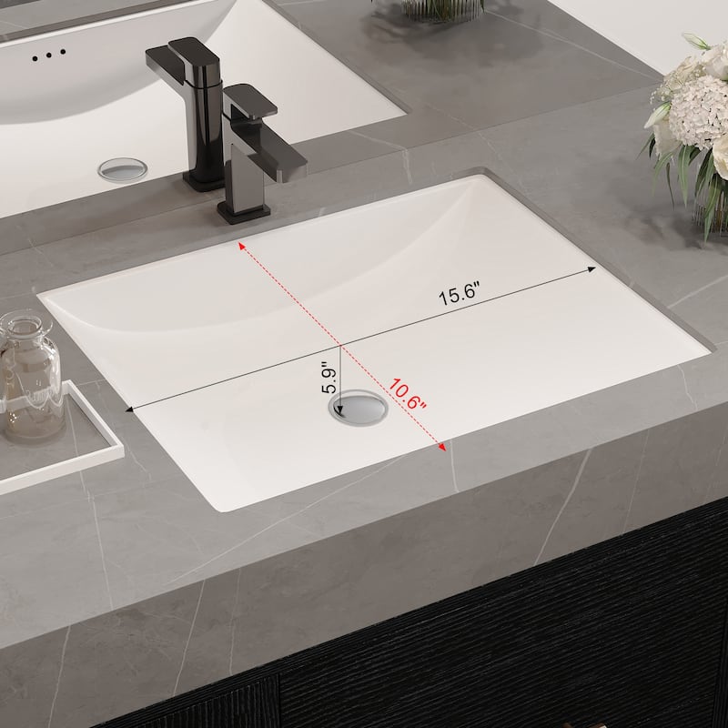 GDFStudio - Modern 39.4" Wall Mounted Floating Sintered Stone Bathroom Vanity with Seamless Ceramic Sink & Soft-Close Drawers