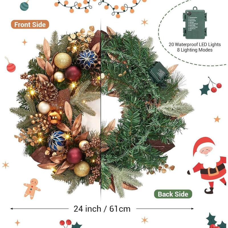 24 Inch PVC Artificial Christmas Wreath Christmas Decorations