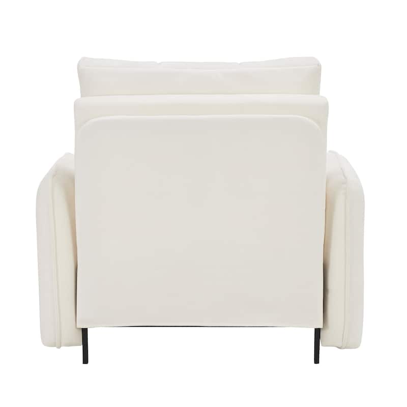 3-in-1 Chenille Accent Chair Convertible Sleeper Sofa Bed, 80" Extra Long Pull-out Chair Bed with USB and Type-C Ports