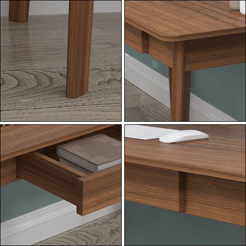 Modern Computer Desk Wood Work Tables With 2 Drawers