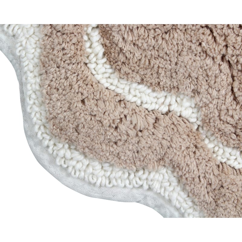 Allure Collection 100% Cotton Non-Slip Bathroom Rug Set, 3 Piece Machine Washable- Bathroom Rug, Bath Rug, U Shaped Contour