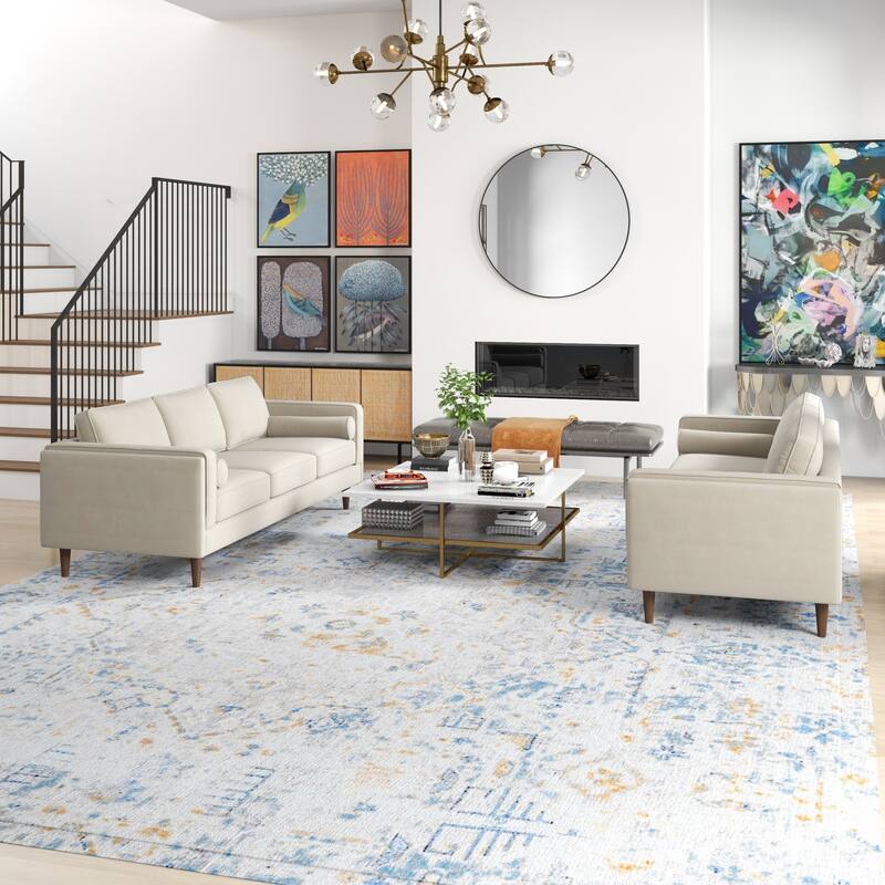 Fatih Mid Century Velvet Sofa Set