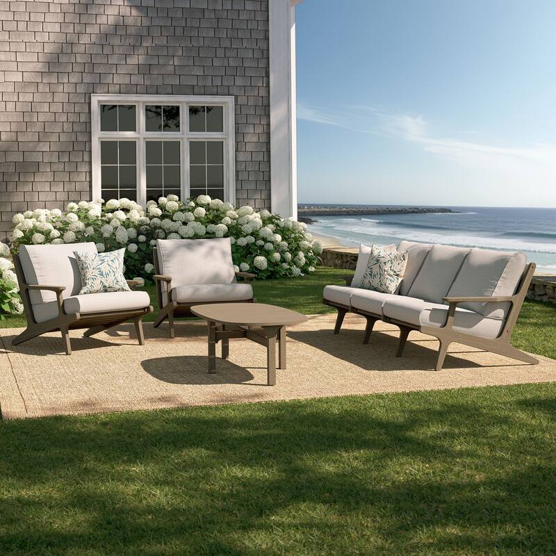 Saratoga 4-Piece Outdoor Patio Teak Wood Furniture Set