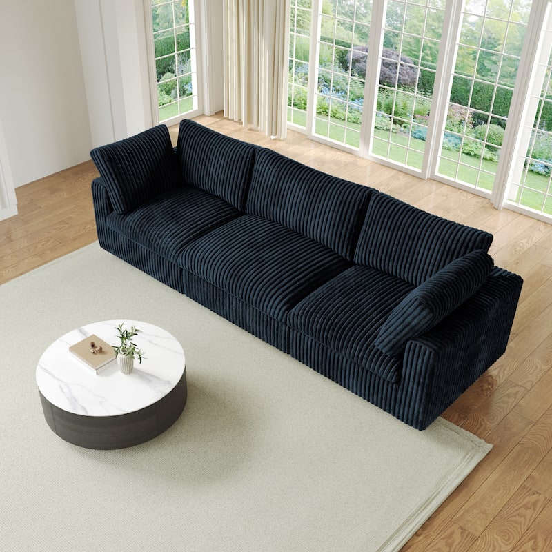 Soft Plush Modular Sectional Sofa Modern Upholstered Living Room Couch - Black-3 Seater