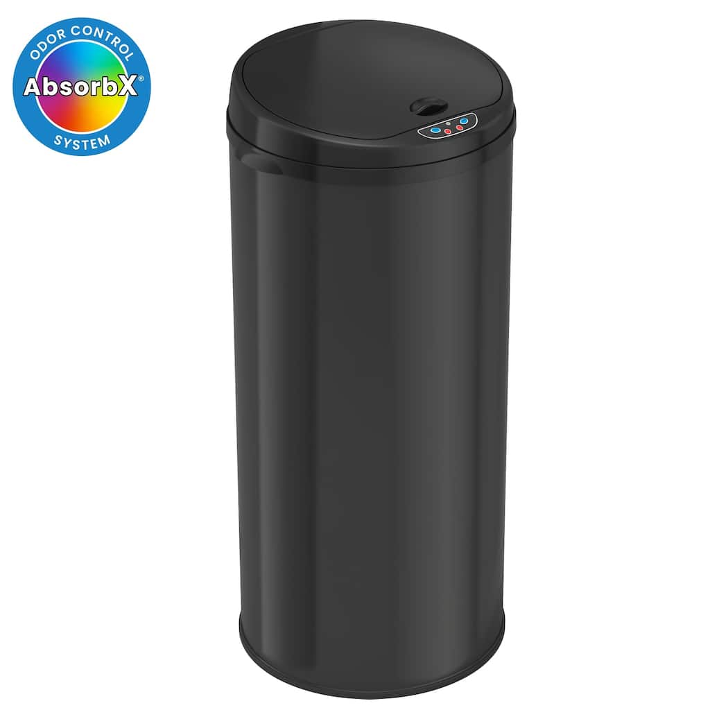 iTouchless 13 Gal Black Stainless Steel Sensor Kitchen Trash Can