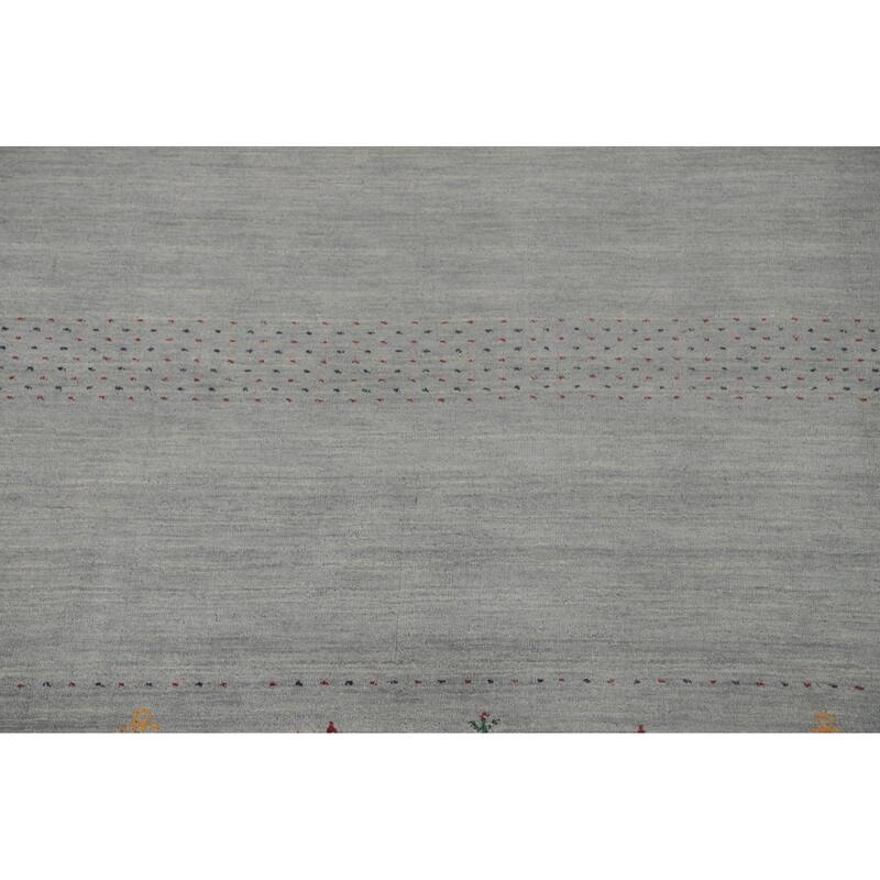 Gabbeh Indian Area Rug Handmade Tribal Blue Wool Carpet - 6'10"x 9'9"
