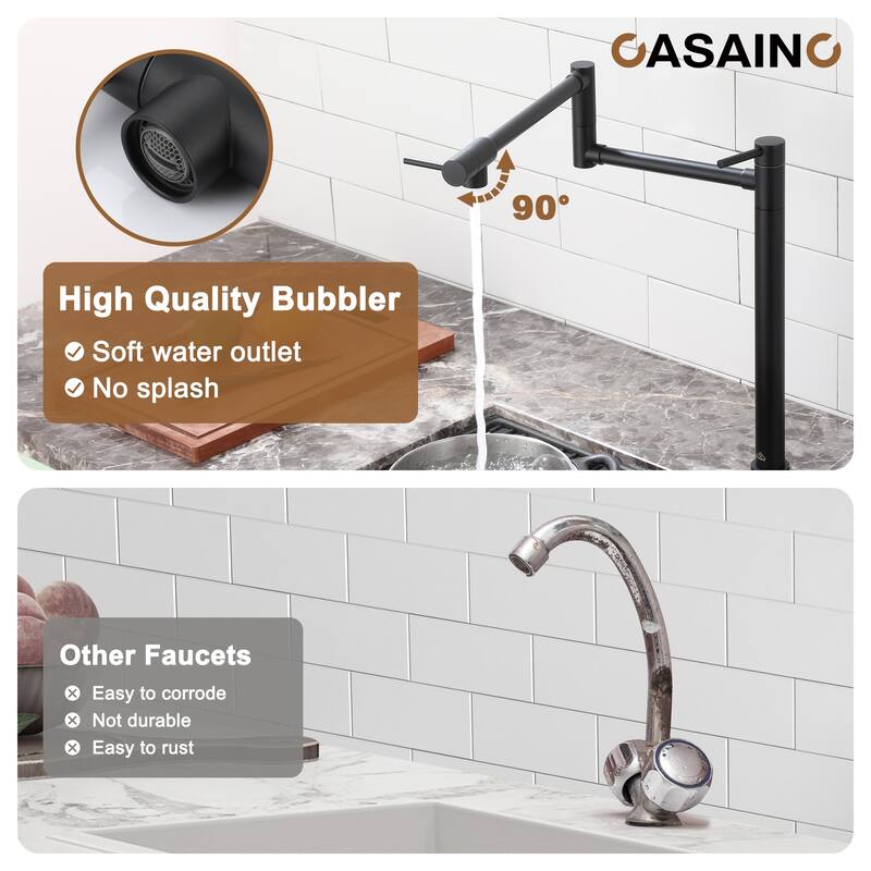 Pot Filler Kitchen Faucet with Double Joint Swing Arms