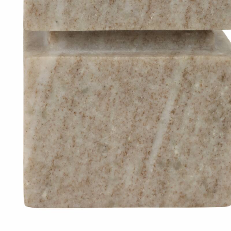 Modern Onyx Marble Stacked Cubes Candle Holder - Ivory & Tan