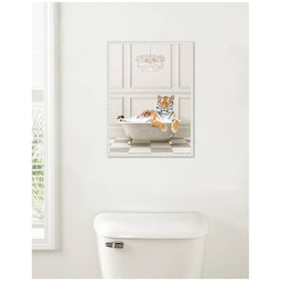 Kate and Laurel Sylvie Tiger Traditional Chandelier Bath Framed Canvas by Amy Peterson