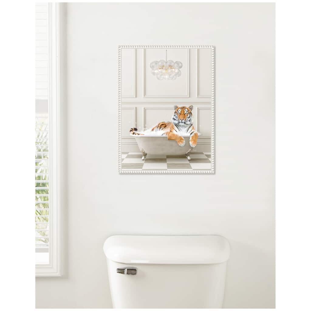 Kate and Laurel Sylvie Tiger Traditional Chandelier Bath Framed Canvas by Amy Peterson