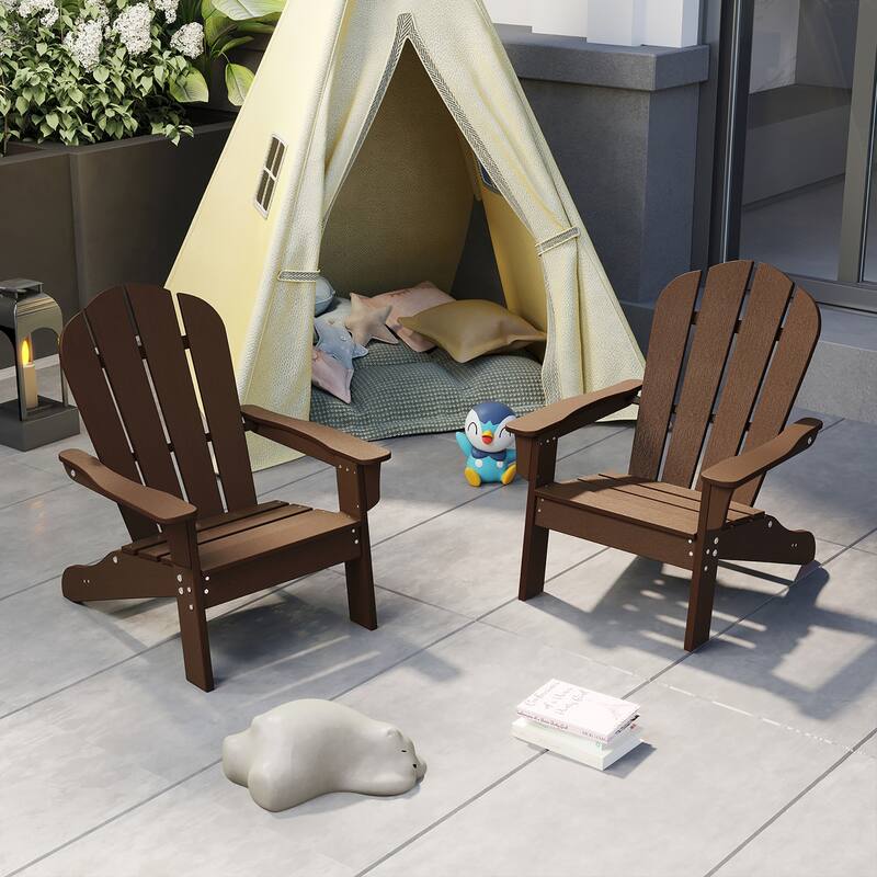 Gymax 2PCS Kid's Adirondack Chair All-Weather HDPE Toddler Lawn Chair