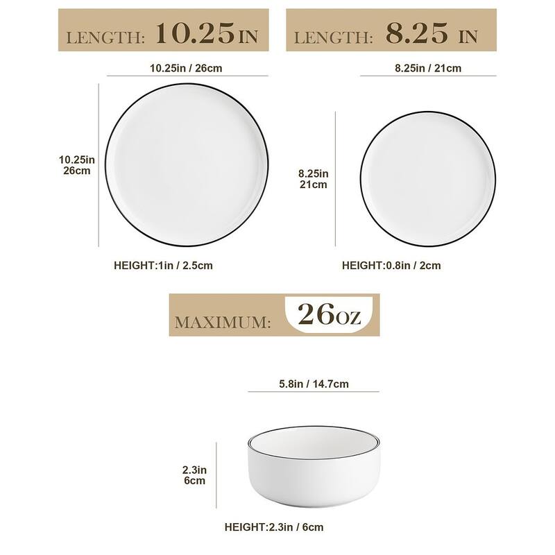 MALACASA LUNA 18-Piece Porcelain Dinnerware Set (Service for 6)