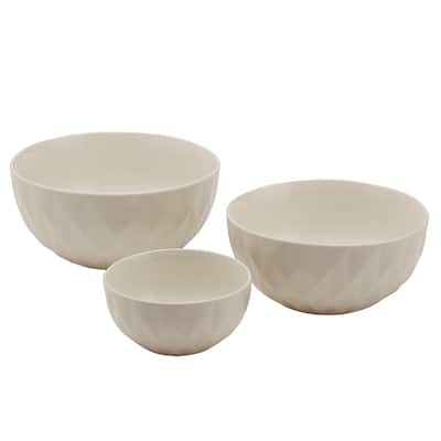 Tabletops Gallery 3 Piece Diamond Embossed White Bowl Set - 8", 7" & 5" - 8", 7", 5"