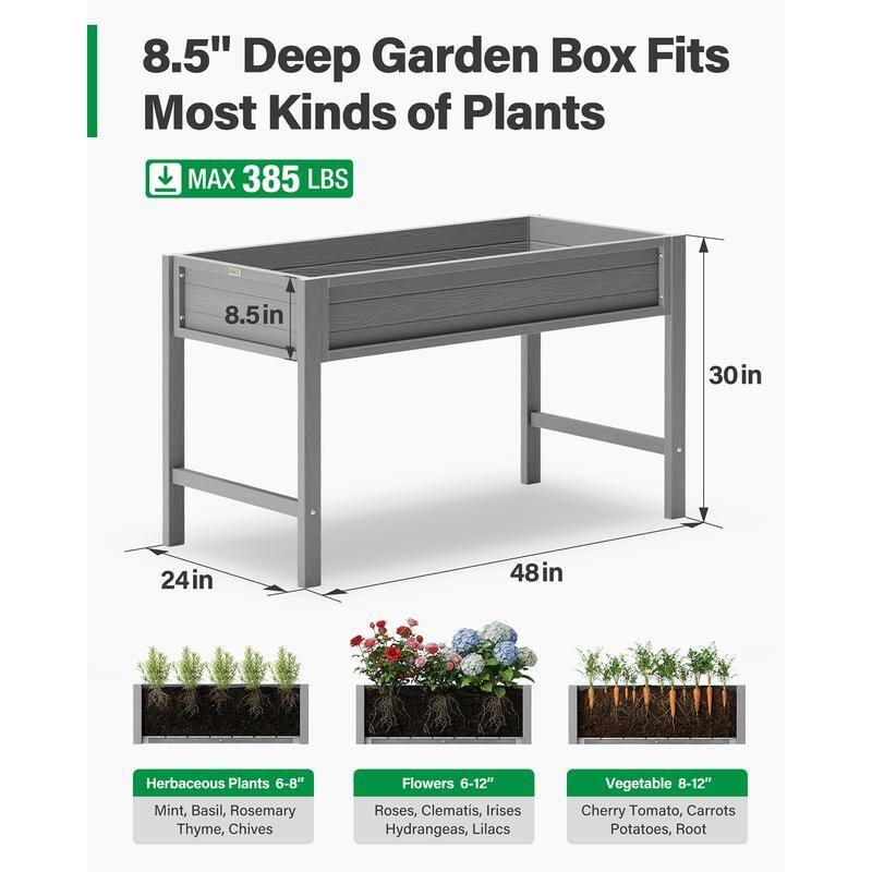 WINSOON All Weather HIPS Raised Garden Bed with Drainage Holes