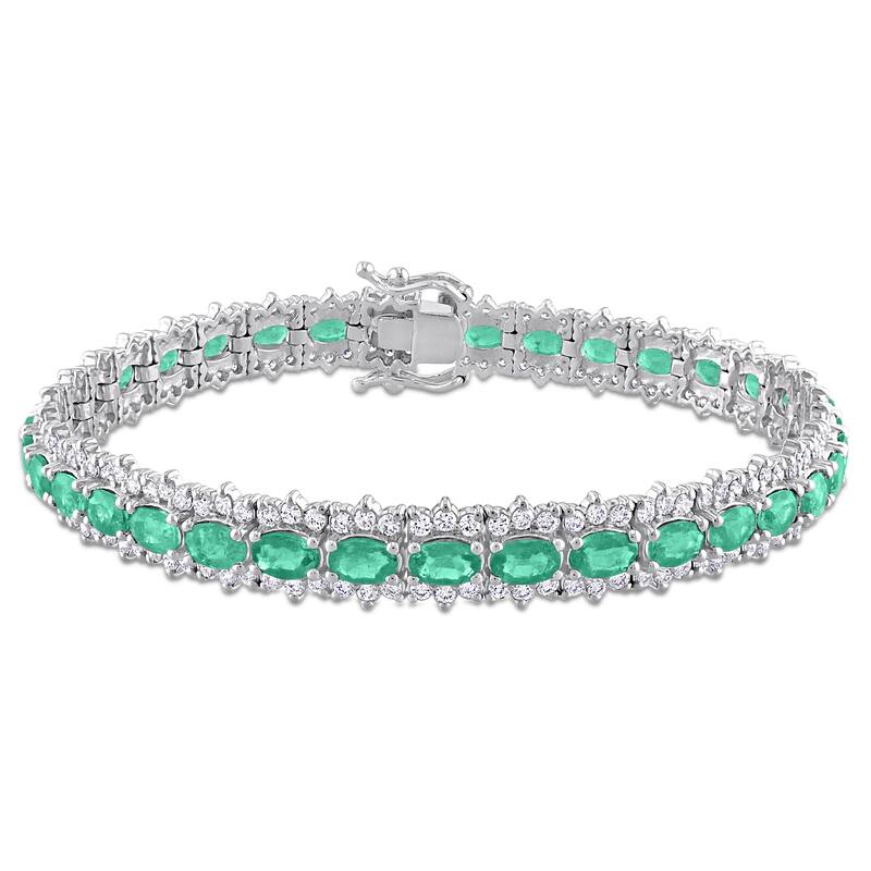 Miadora 14k Gold Multi-Color Gemstone and Diamond Bracelet - Green