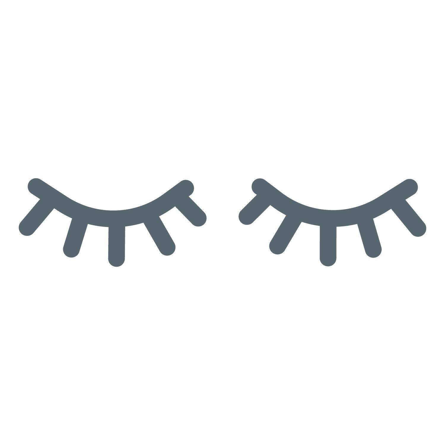 Walplus Grey Sleepy Eyes Cute Eyelashes Wall Sticker Nursery Decor