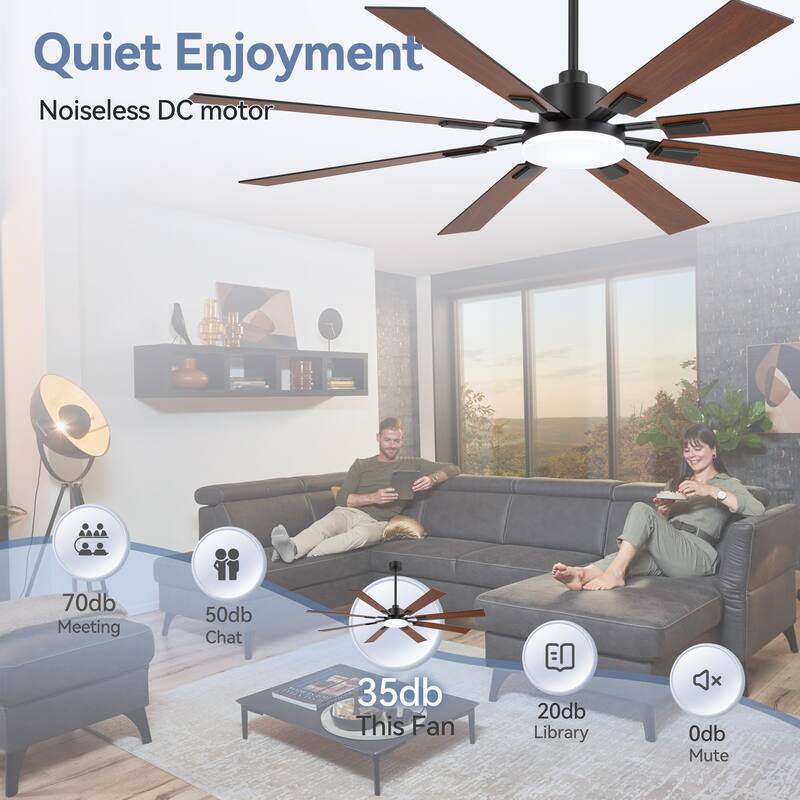 72 Inches Large Integrated Ceiling Fan with LED Light and Remote
