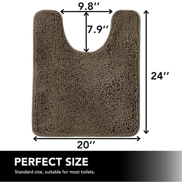 dimension image slide 5 of 7, Deconovo Chenille Bath Rugs - Thick Plush Microfiber, Non-Slip Washable Bathroom Mats